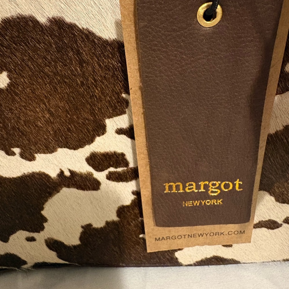 Margot New York Brown and Cream Cowhide Pattern Tote - Picture 10 of 11